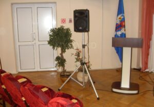 Комплект звука для конференц-зала поликлиники - колонка на стойке